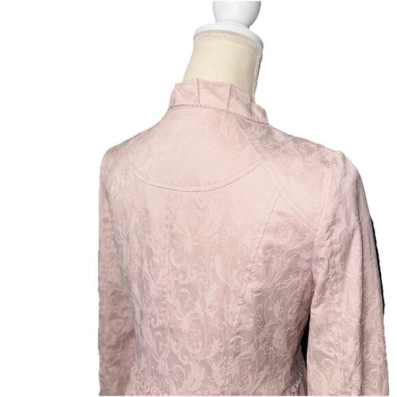Besti Belli Small Korean Pink Brocade Jacket Ruffle Lace Snap Coquette Kawaii - Picture 4 of 9